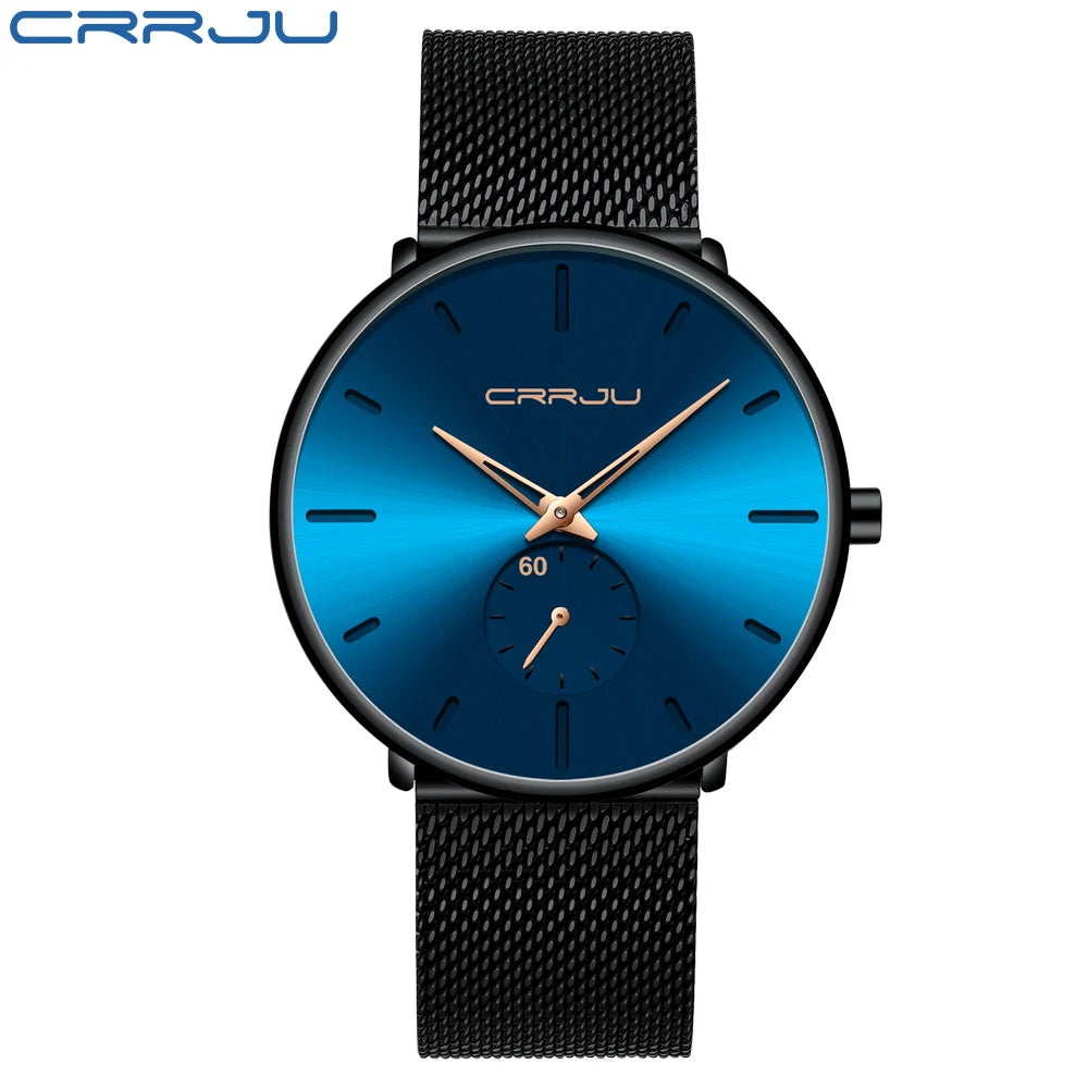 CRRJU Sports Mens slim Watches Top Brand Luxury Waterproof Sport Watch Men Ultra Thin Dial Quartz Watch Casual Relogio Masculino