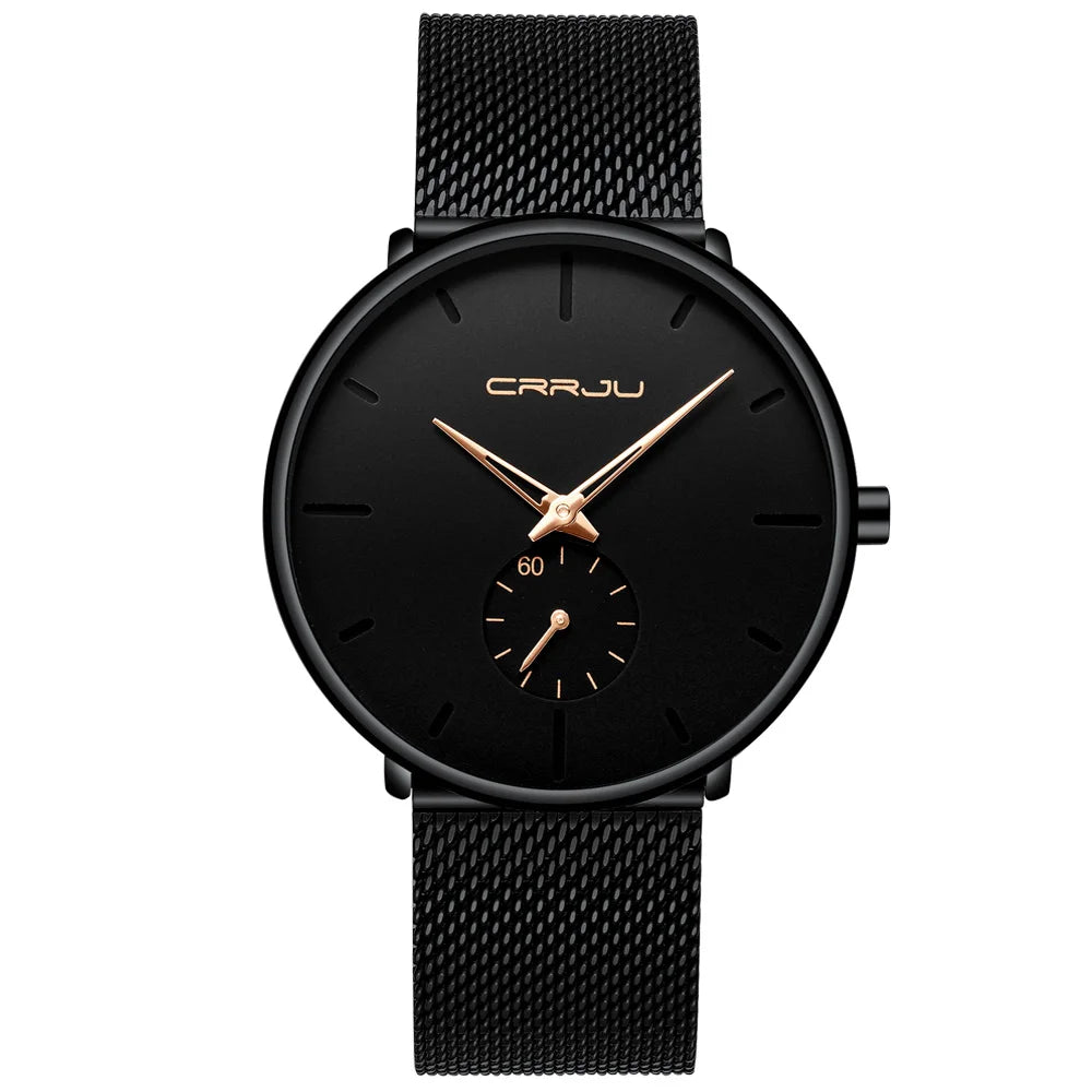 Men Watch CRRJU Watch Women Quartz Dress Watch for Men Dress Watches Fashion Unisex Ultra Thin Wristwatch Relojes Para Hombre