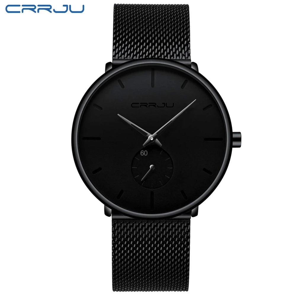 CRRJU Sports Mens slim Watches Top Brand Luxury Waterproof Sport Watch Men Ultra Thin Dial Quartz Watch Casual Relogio Masculino