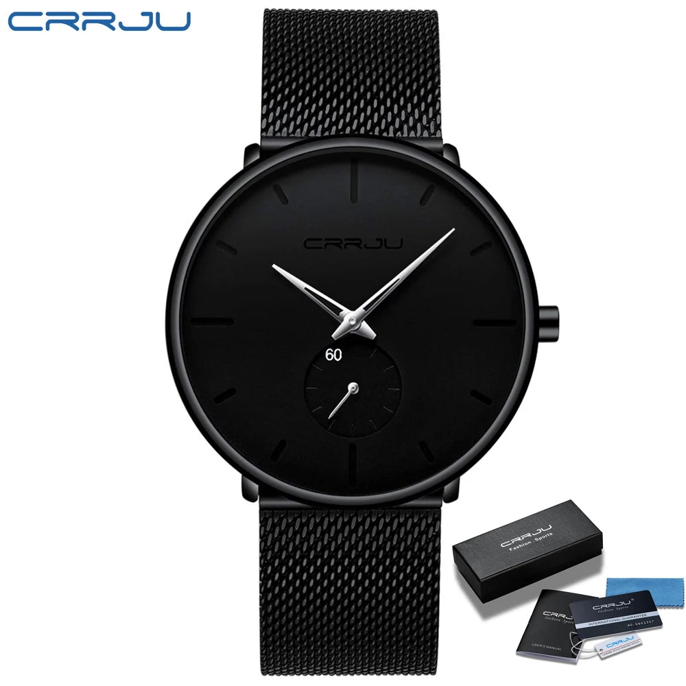CRRJU Sports Mens slim Watches Top Brand Luxury Waterproof Sport Watch Men Ultra Thin Dial Quartz Watch Casual Relogio Masculino