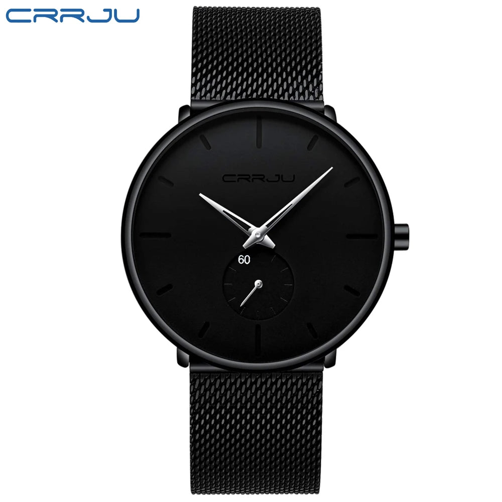 CRRJU Sports Mens slim Watches Top Brand Luxury Waterproof Sport Watch Men Ultra Thin Dial Quartz Watch Casual Relogio Masculino