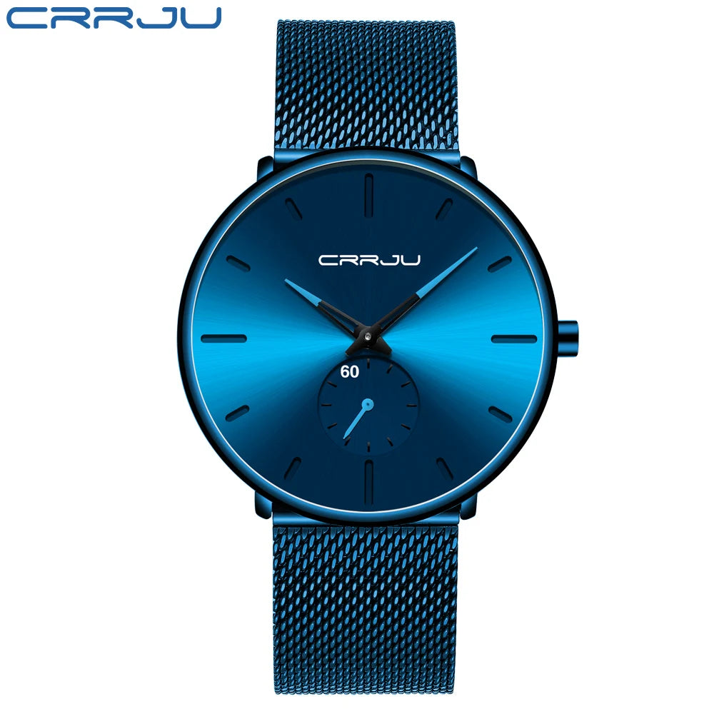 Men Watch CRRJU Watch Women Quartz Dress Watch for Men Dress Watches Fashion Unisex Ultra Thin Wristwatch Relojes Para Hombre