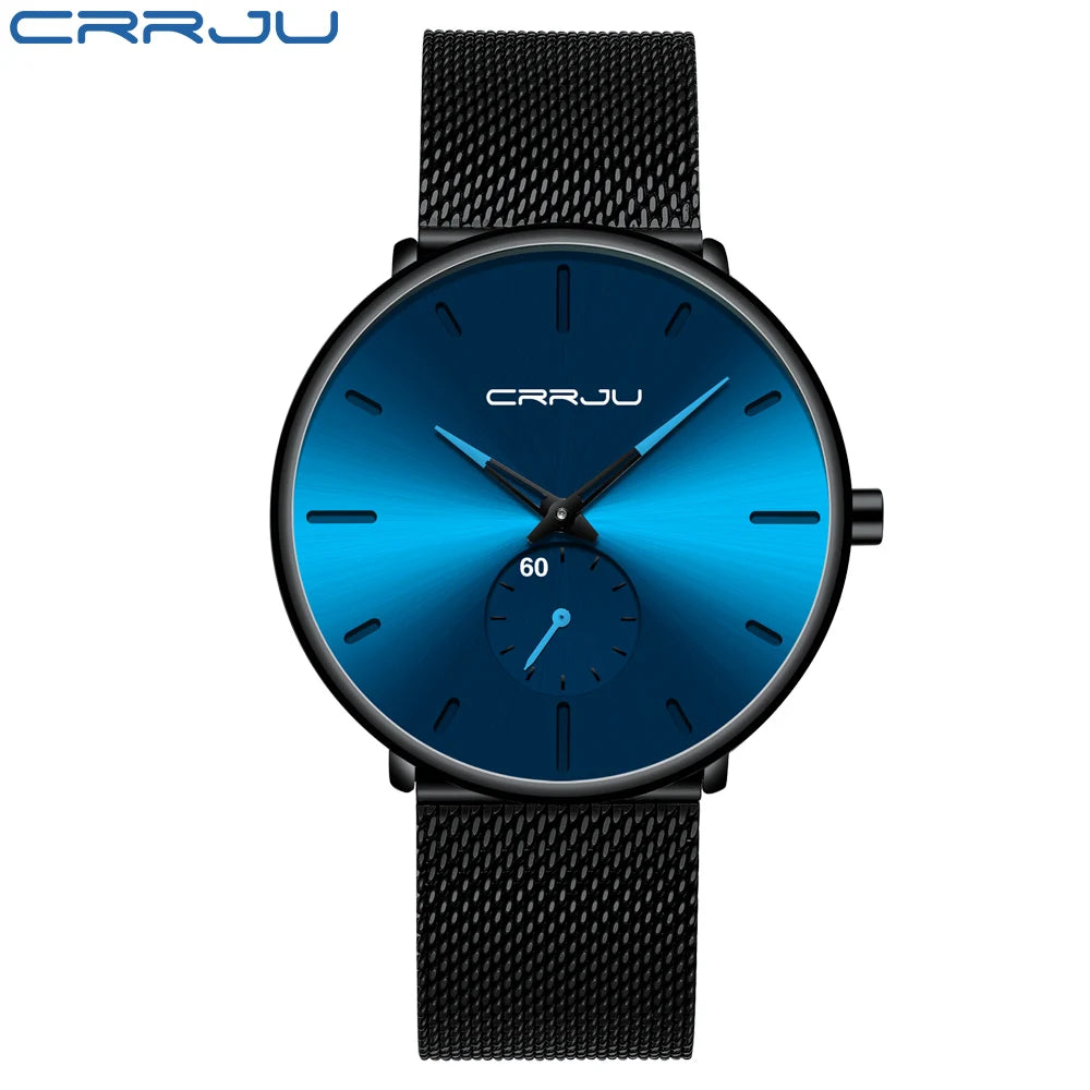 CRRJU Sports Mens slim Watches Top Brand Luxury Waterproof Sport Watch Men Ultra Thin Dial Quartz Watch Casual Relogio Masculino