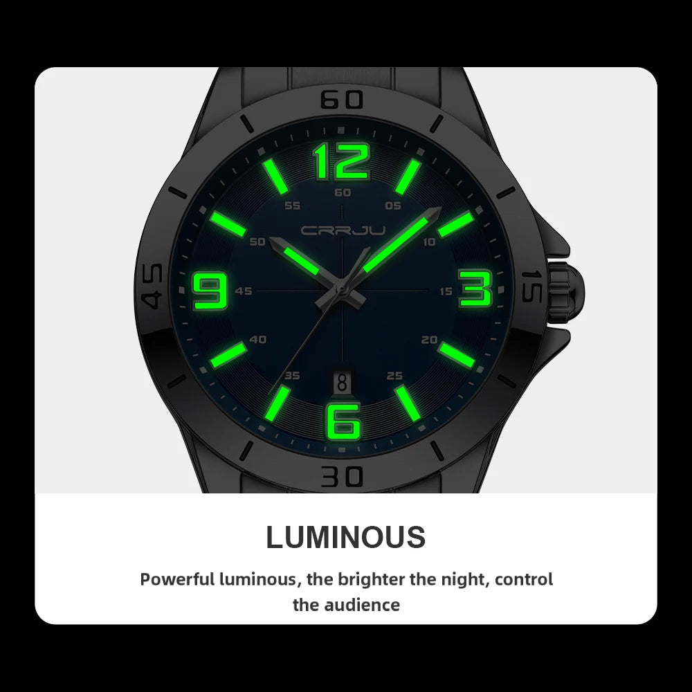CRRJU Fashion New Men Watch Quartz Stainless Steel Luxury Wristwatch with Date Business Casual Watch relogio masculino