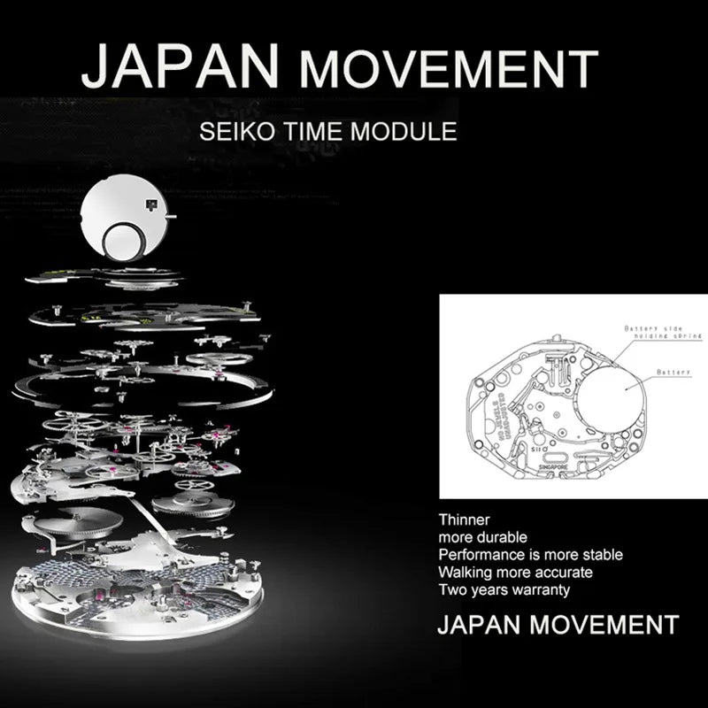 HANNAH MARTIN Brand Japan Quartz Movement Men's Waterproof Wrist Watches Fashion Luxury Ultra Thin Leather Creative Male Watches