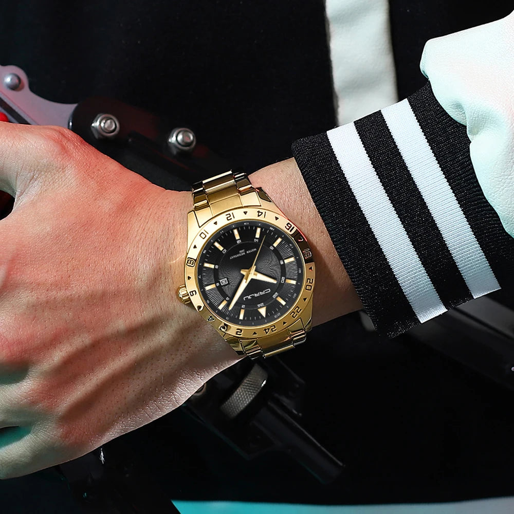 CRRJU Watch for Men Casual Style Stainless Steel Simple Business Quartz Wristwatches with Date High Quality Male Clock Luminous