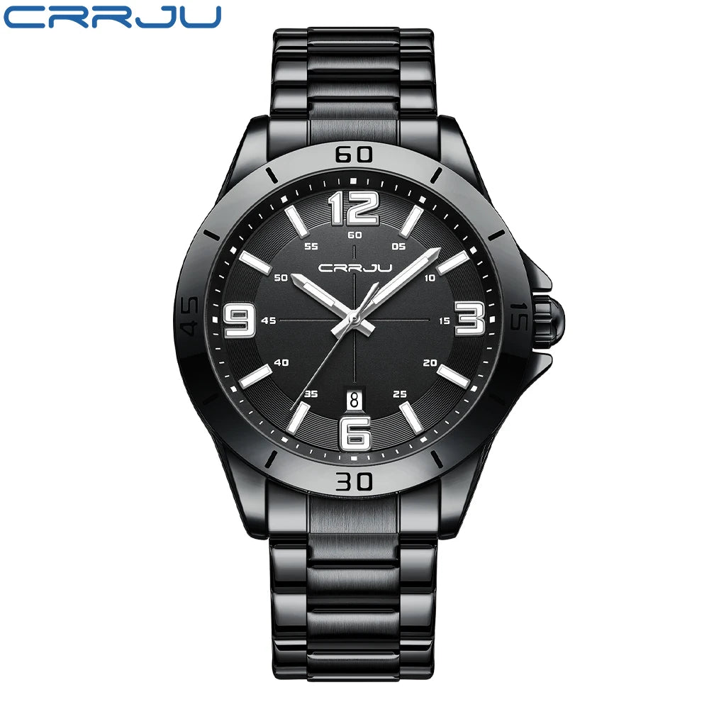 CRRJU Fashion New Men Watch Quartz Stainless Steel Luxury Wristwatch with Date Business Casual Watch relogio masculino