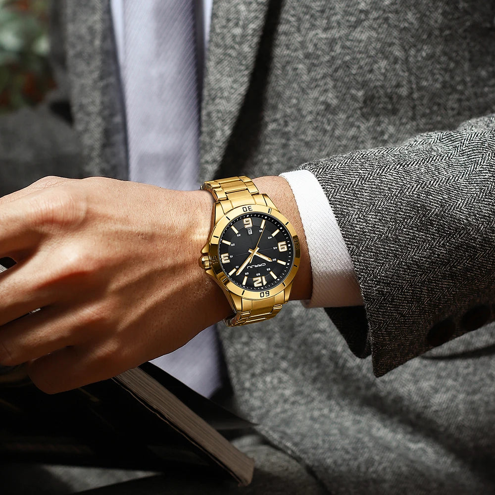 CRRJU Fashion New Men Watch Quartz Stainless Steel Luxury Wristwatch with Date Business Casual Watch relogio masculino