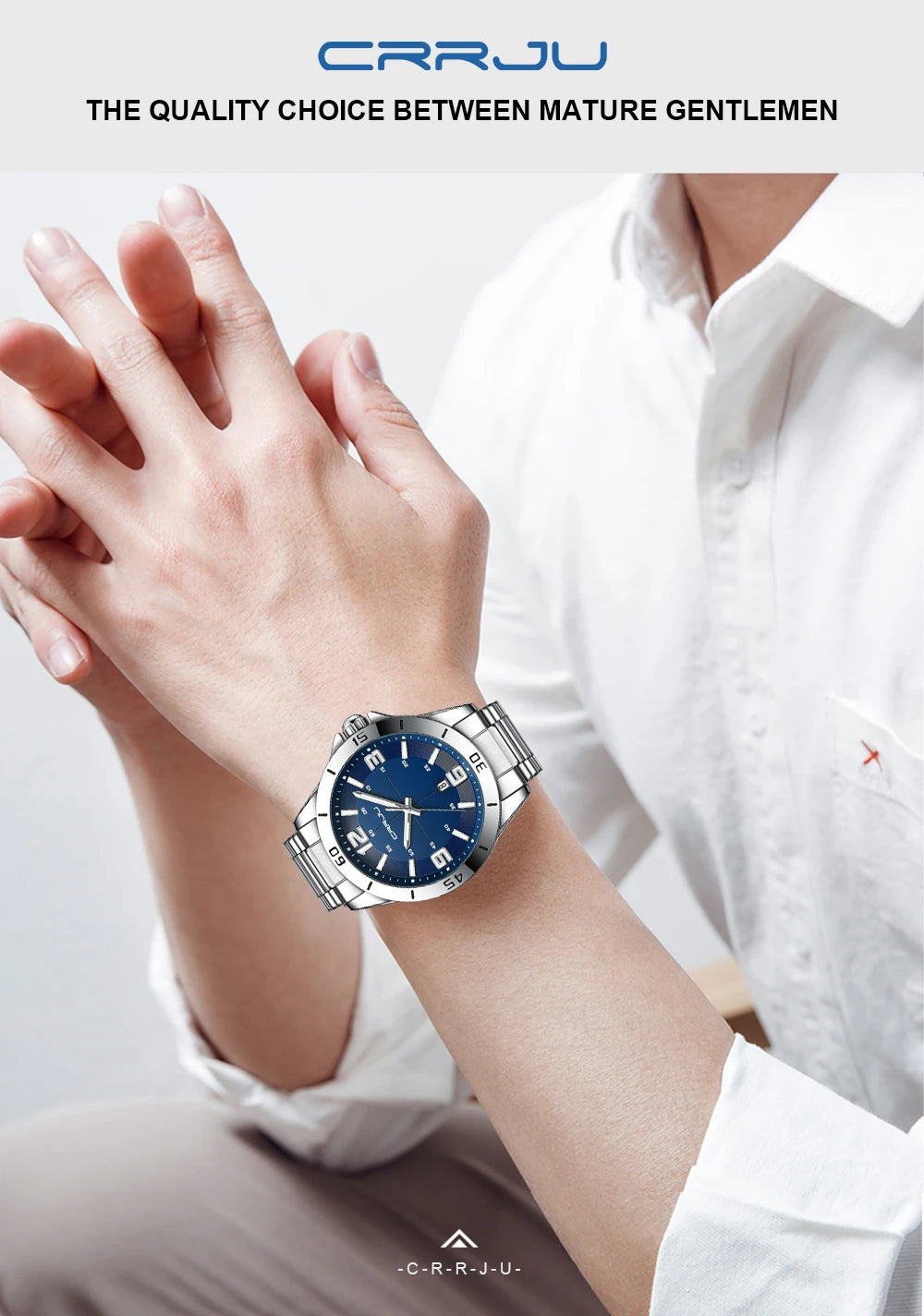 CRRJU Fashion New Men Watch Quartz Stainless Steel Luxury Wristwatch with Date Business Casual Watch relogio masculino