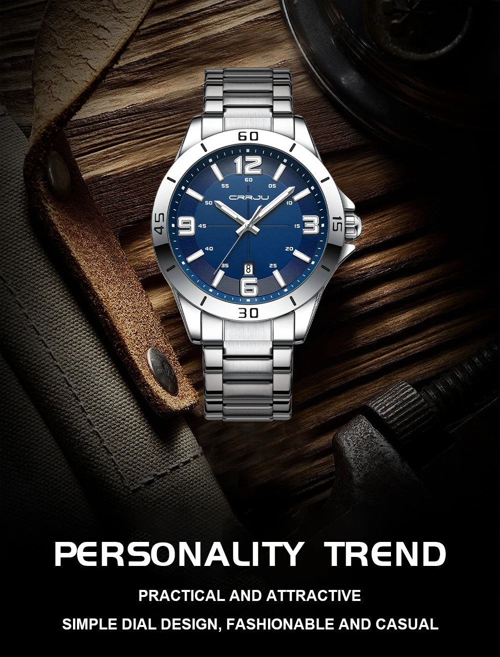 CRRJU Fashion New Men Watch Quartz Stainless Steel Luxury Wristwatch with Date Business Casual Watch relogio masculino